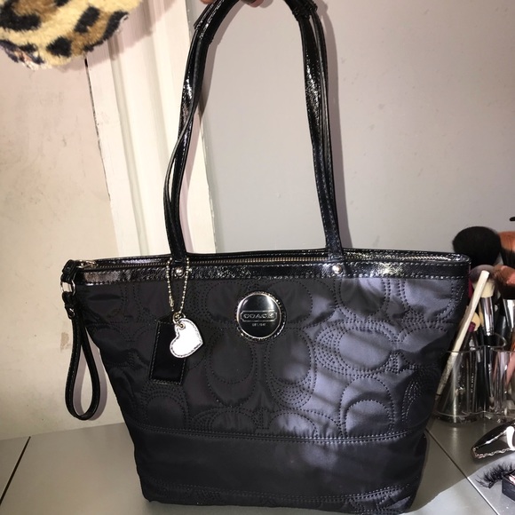 Coach Signature Stitch Nylon Tote Bag - Picture 1 of 5
